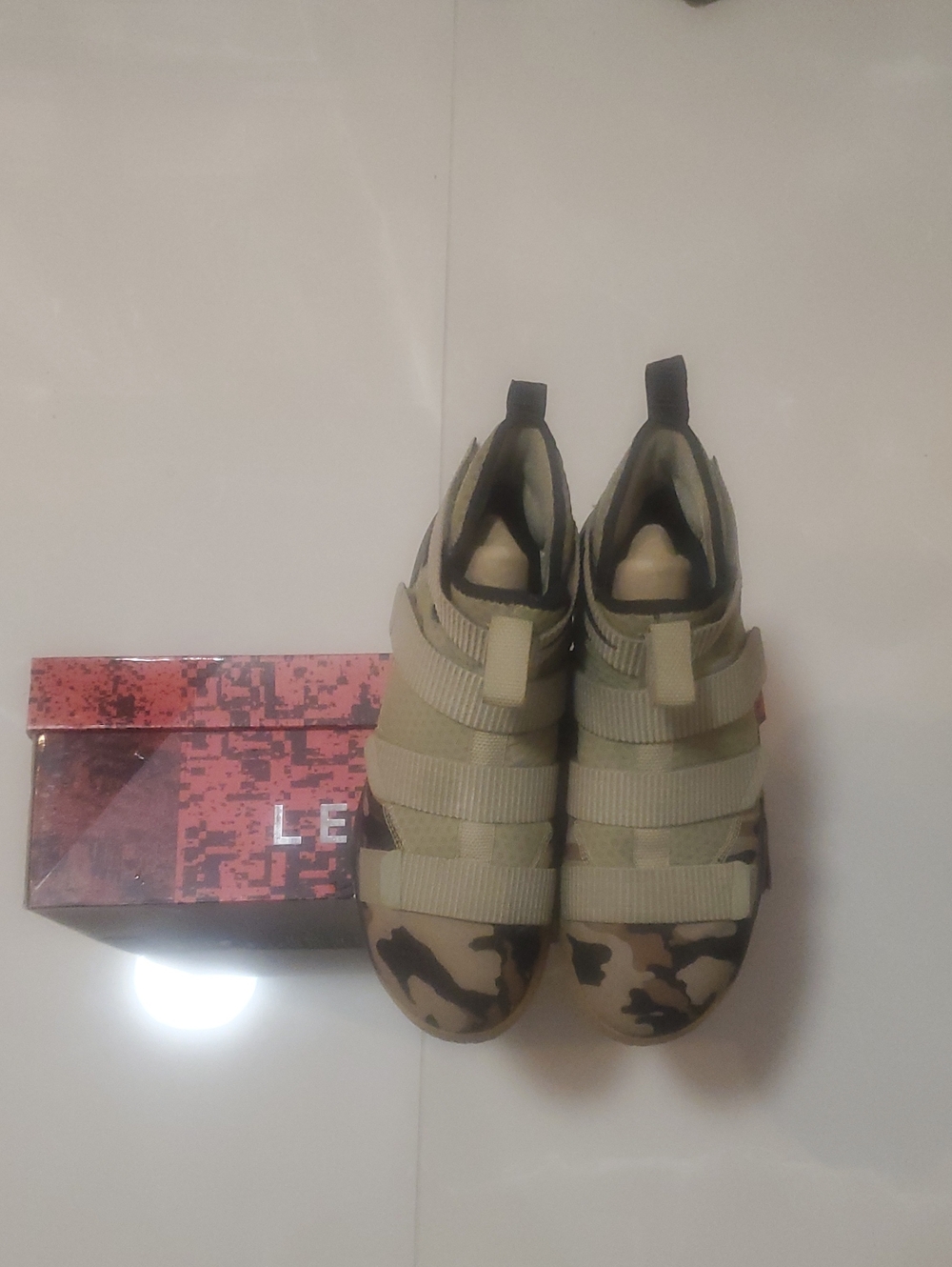 Lebron James Camouflage Strap Sneakers in Olive Green